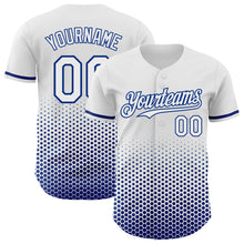Charger l'image dans la galerie, Custom White-Royal Geometric Hexagonal Dot Gradient Authentic Baseball Jersey