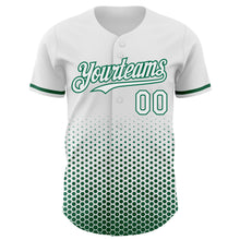 Charger l'image dans la galerie, Custom White-Kelly Green Geometric Hexagonal Dot Gradient Authentic Baseball Jersey