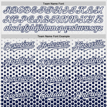 Charger l'image dans la galerie, Custom White-Navy Geometric Hexagonal Dot Gradient Authentic Baseball Jersey