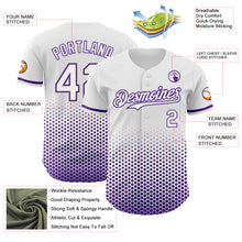 Charger l'image dans la galerie, Custom White-Purple Geometric Hexagonal Dot Gradient Authentic Baseball Jersey