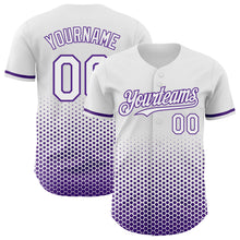Charger l'image dans la galerie, Custom White-Purple Geometric Hexagonal Dot Gradient Authentic Baseball Jersey