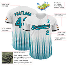 Charger l'image dans la galerie, Custom White Teal-Black Geometric Hexagonal Dot Gradient Authentic Baseball Jersey