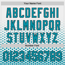 Charger l'image dans la galerie, Custom White Teal-Black Geometric Hexagonal Dot Gradient Authentic Baseball Jersey