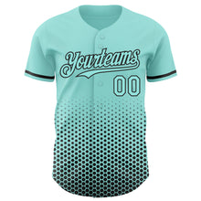 Charger l'image dans la galerie, Custom Ice Blue-Black Geometric Hexagonal Dot Gradient Authentic Baseball Jersey