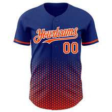 Charger l'image dans la galerie, Custom Royal Orange-White Geometric Hexagonal Dot Gradient Authentic Baseball Jersey