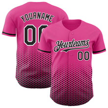 Charger l'image dans la galerie, Custom Pink Black-White Geometric Hexagonal Dot Gradient Authentic Baseball Jersey