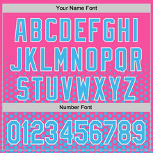 Charger l'image dans la galerie, Custom Pink Sky Blue-White Geometric Hexagonal Dot Gradient Authentic Baseball Jersey
