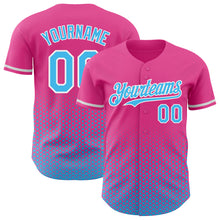 Charger l'image dans la galerie, Custom Pink Sky Blue-White Geometric Hexagonal Dot Gradient Authentic Baseball Jersey