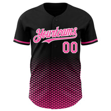 Charger l'image dans la galerie, Custom Black Pink-White Geometric Hexagonal Dot Gradient Authentic Baseball Jersey