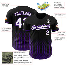 Charger l'image dans la galerie, Custom Black White-Purple Geometric Hexagonal Dot Gradient Authentic Baseball Jersey