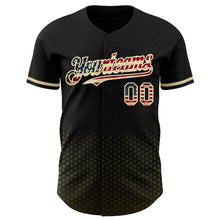 Charger l'image dans la galerie, Custom Black Vintage USA Flag Olive-Cream Geometric Hexagonal Dot Gradient Authentic Baseball Jersey