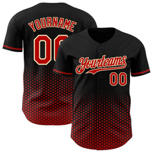 Charger l'image dans la galerie, Custom Black Red-Cream Geometric Hexagonal Dot Gradient Authentic Baseball Jersey