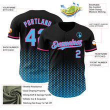Charger l'image dans la galerie, Custom Black Sky Blue-Pink Geometric Hexagonal Dot Gradient Authentic Baseball Jersey