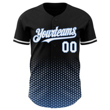 Charger l'image dans la galerie, Custom Black White-Light Blue Geometric Hexagonal Dot Gradient Authentic Baseball Jersey