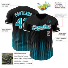 Charger l'image dans la galerie, Custom Black Teal-White Geometric Hexagonal Dot Gradient Authentic Baseball Jersey