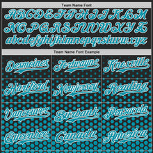 Charger l'image dans la galerie, Custom Black Teal-White Geometric Hexagonal Dot Gradient Authentic Baseball Jersey