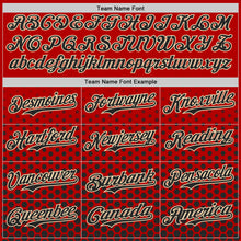 Charger l'image dans la galerie, Custom Red Black-Cream Geometric Hexagonal Dot Gradient Authentic Baseball Jersey
