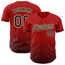 Charger l'image dans la galerie, Custom Red Black-Cream Geometric Hexagonal Dot Gradient Authentic Baseball Jersey