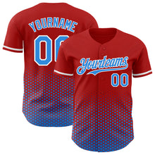 Charger l'image dans la galerie, Custom Red Electric Blue-White Geometric Hexagonal Dot Gradient Authentic Baseball Jersey