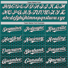 Charger l'image dans la galerie, Custom Teal White-Black Geometric Hexagonal Dot Gradient Authentic Baseball Jersey
