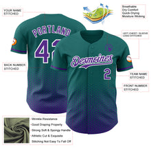Charger l'image dans la galerie, Custom Teal Purple-White Geometric Hexagonal Dot Gradient Authentic Baseball Jersey
