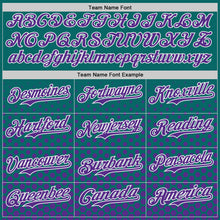Charger l'image dans la galerie, Custom Teal Purple-White Geometric Hexagonal Dot Gradient Authentic Baseball Jersey