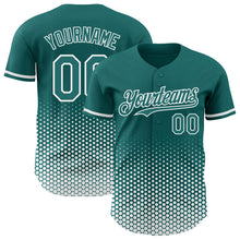 Charger l'image dans la galerie, Custom Teal-White Geometric Hexagonal Dot Gradient Authentic Baseball Jersey