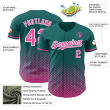Charger l'image dans la galerie, Custom Teal Pink-White Geometric Hexagonal Dot Gradient Authentic Baseball Jersey