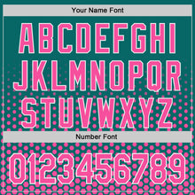 Charger l'image dans la galerie, Custom Teal Pink-White Geometric Hexagonal Dot Gradient Authentic Baseball Jersey