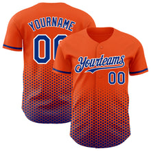 Charger l'image dans la galerie, Custom Orange Royal-White Geometric Hexagonal Dot Gradient Authentic Baseball Jersey