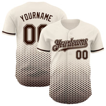 Charger l'image dans la galerie, Custom Cream-Brown Geometric Hexagonal Dot Gradient Authentic Baseball Jersey