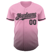 Charger l'image dans la galerie, Custom Light Pink-Black Geometric Hexagonal Dot Gradient Authentic Baseball Jersey