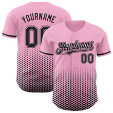 Charger l'image dans la galerie, Custom Light Pink-Black Geometric Hexagonal Dot Gradient Authentic Baseball Jersey