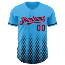 Charger l'image dans la galerie, Custom Sky Blue Black-Pink Geometric Hexagonal Dot Gradient Authentic Baseball Jersey