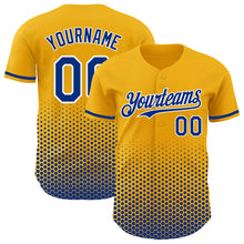Charger l'image dans la galerie, Custom Gold Royal-White Geometric Hexagonal Dot Gradient Authentic Baseball Jersey