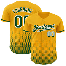 Charger l'image dans la galerie, Custom Gold Green-White Geometric Hexagonal Dot Gradient Authentic Baseball Jersey