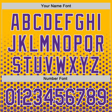 Charger l'image dans la galerie, Custom Gold Purple-White Geometric Hexagonal Dot Gradient Authentic Baseball Jersey