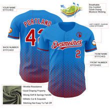 Charger l'image dans la galerie, Custom Electric Blue Red-White Geometric Hexagonal Dot Gradient Authentic Baseball Jersey