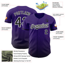 Charger l'image dans la galerie, Custom Purple Black-White Geometric Hexagonal Dot Gradient Authentic Baseball Jersey