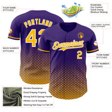 Charger l'image dans la galerie, Custom Purple Gold-White Geometric Hexagonal Dot Gradient Authentic Baseball Jersey