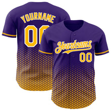 Charger l'image dans la galerie, Custom Purple Gold-White Geometric Hexagonal Dot Gradient Authentic Baseball Jersey