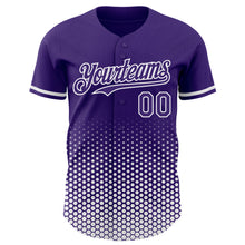 Charger l'image dans la galerie, Custom Purple-White Geometric Hexagonal Dot Gradient Authentic Baseball Jersey