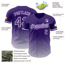 Charger l'image dans la galerie, Custom Purple-White Geometric Hexagonal Dot Gradient Authentic Baseball Jersey