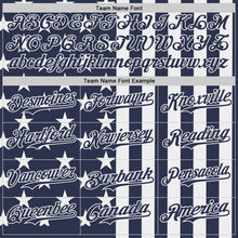 Laden Sie das Bild in den Galerie-Viewer, Custom Navy-White USA Flag Patriotic Split Stars and Stripes Authentic Baseball Jersey