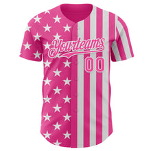 Load image into Gallery viewer, Custom Pink-White USA Flag Patriotic Split Stars and Stripes Authentic Baseball Jersey