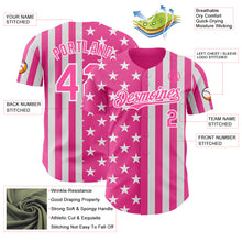 Load image into Gallery viewer, Custom Pink-White USA Flag Patriotic Split Stars and Stripes Authentic Baseball Jersey