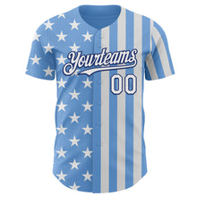 Load image into Gallery viewer, Custom Light Blue White-Royal USA Flag Patriotic Split Stars and Stripes Authentic Baseball Jersey