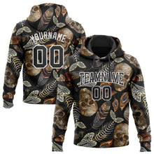 Load image into Gallery viewer, Custom Stitched Black White 3D Skull Fashion Flower And Plant Sports Pullover Sweatshirt Hoodie