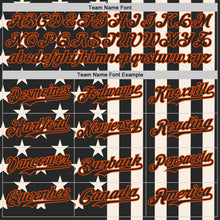 Laden Sie das Bild in den Galerie-Viewer, Custom Black Cream-Orange USA Flag Patriotic Split Stars and Stripes Authentic Baseball Jersey