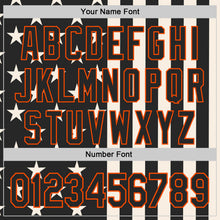 Laden Sie das Bild in den Galerie-Viewer, Custom Black Cream-Orange USA Flag Patriotic Split Stars and Stripes Authentic Baseball Jersey